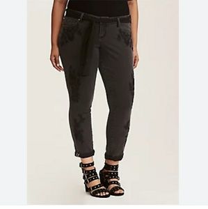 Torrid  Premium Embroidered Black Wash Boyfriend Jeans